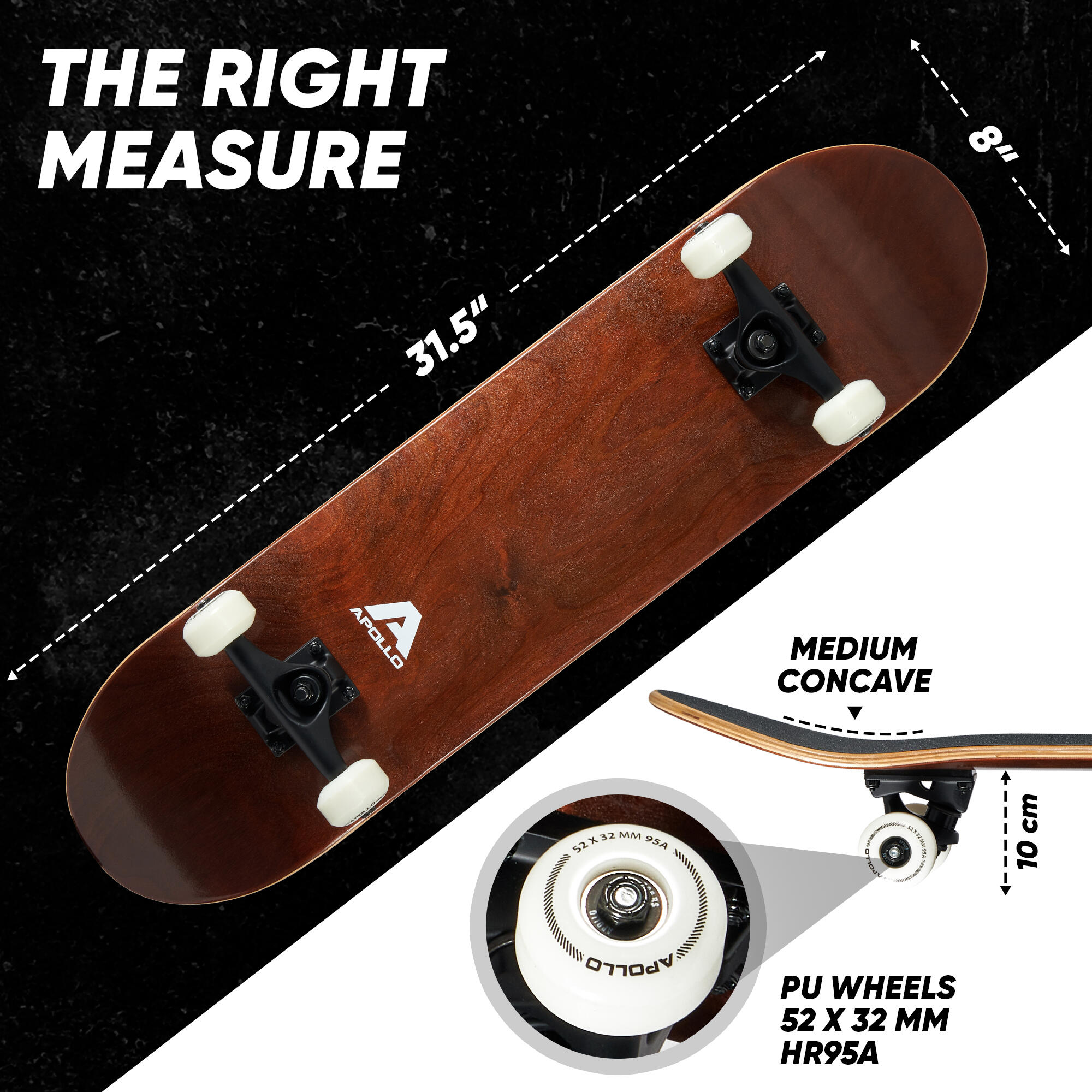 Skateboard 7 plis, concave moyen, roulements ABEC-7 5/7