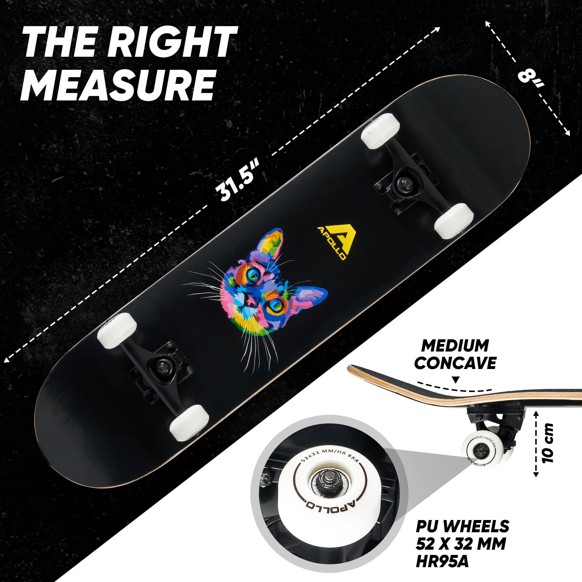 Skateboard 7 plis, concave moyen, roulements ABEC-7 5/7