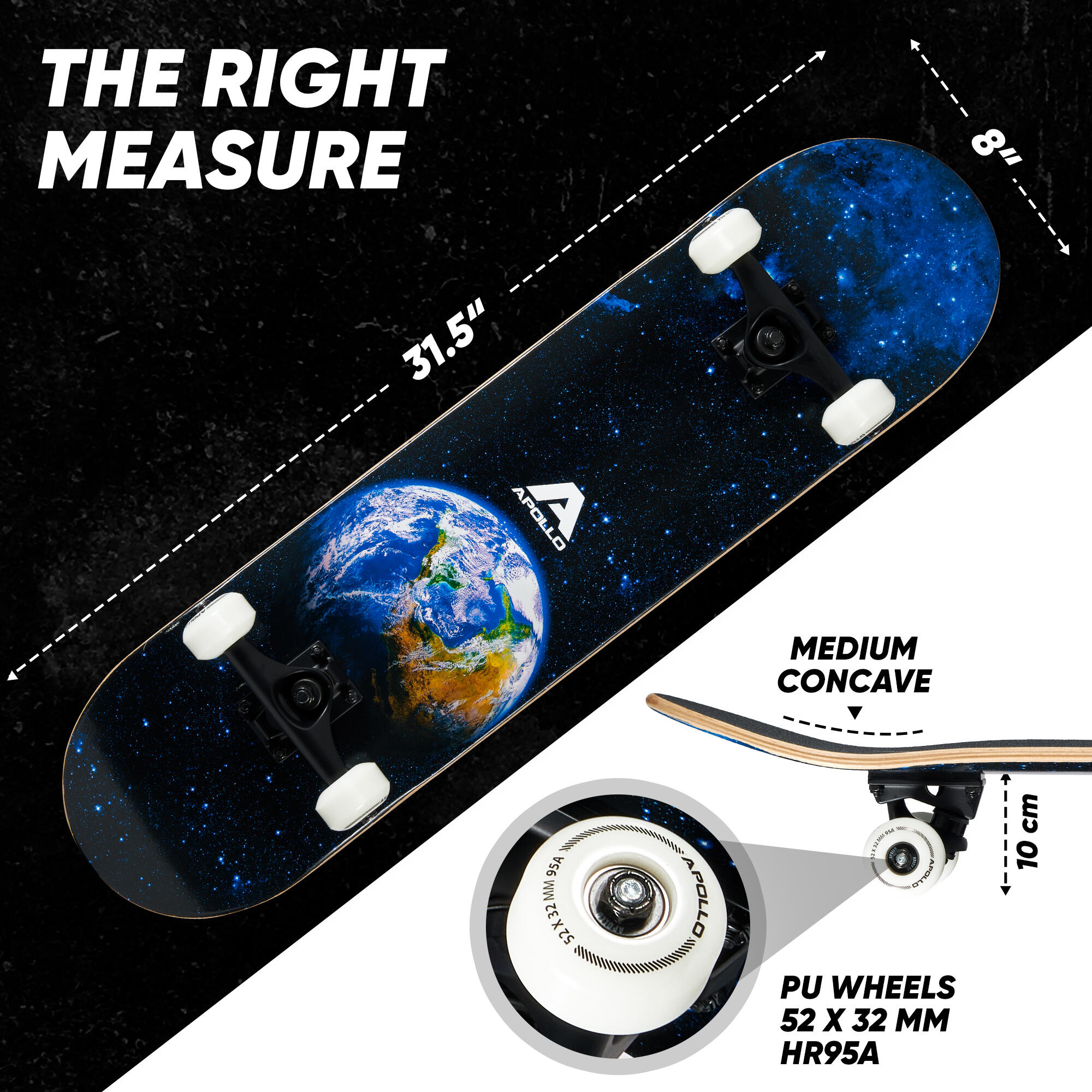 Skateboard 7-lagiges Skateboard Deck, Medium Concave, ABEC-7 Kugellager 5/7