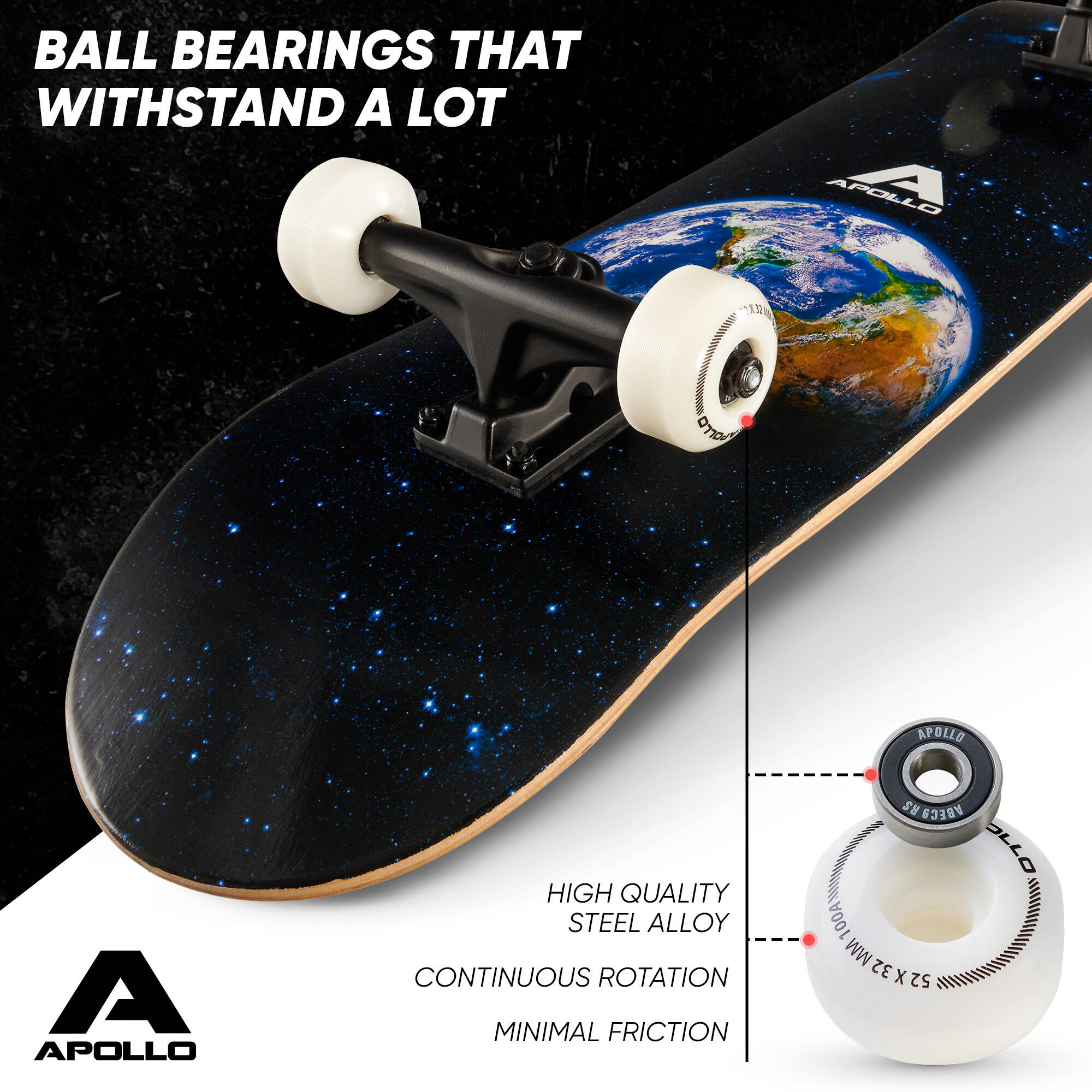 Skateboard 7-lagiges Skateboard Deck, Medium Concave, ABEC-7 Kugellager 2/7