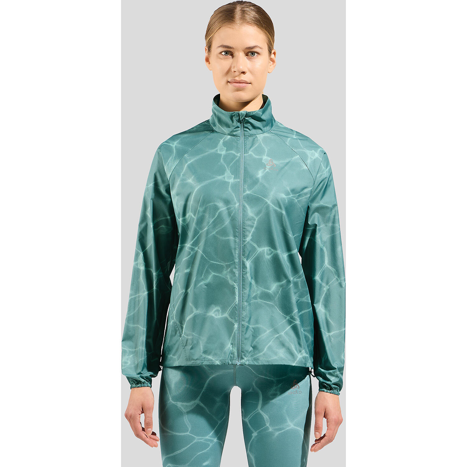 Veste Running Odlo Zeroweight Print Bleu Femme 3/4
