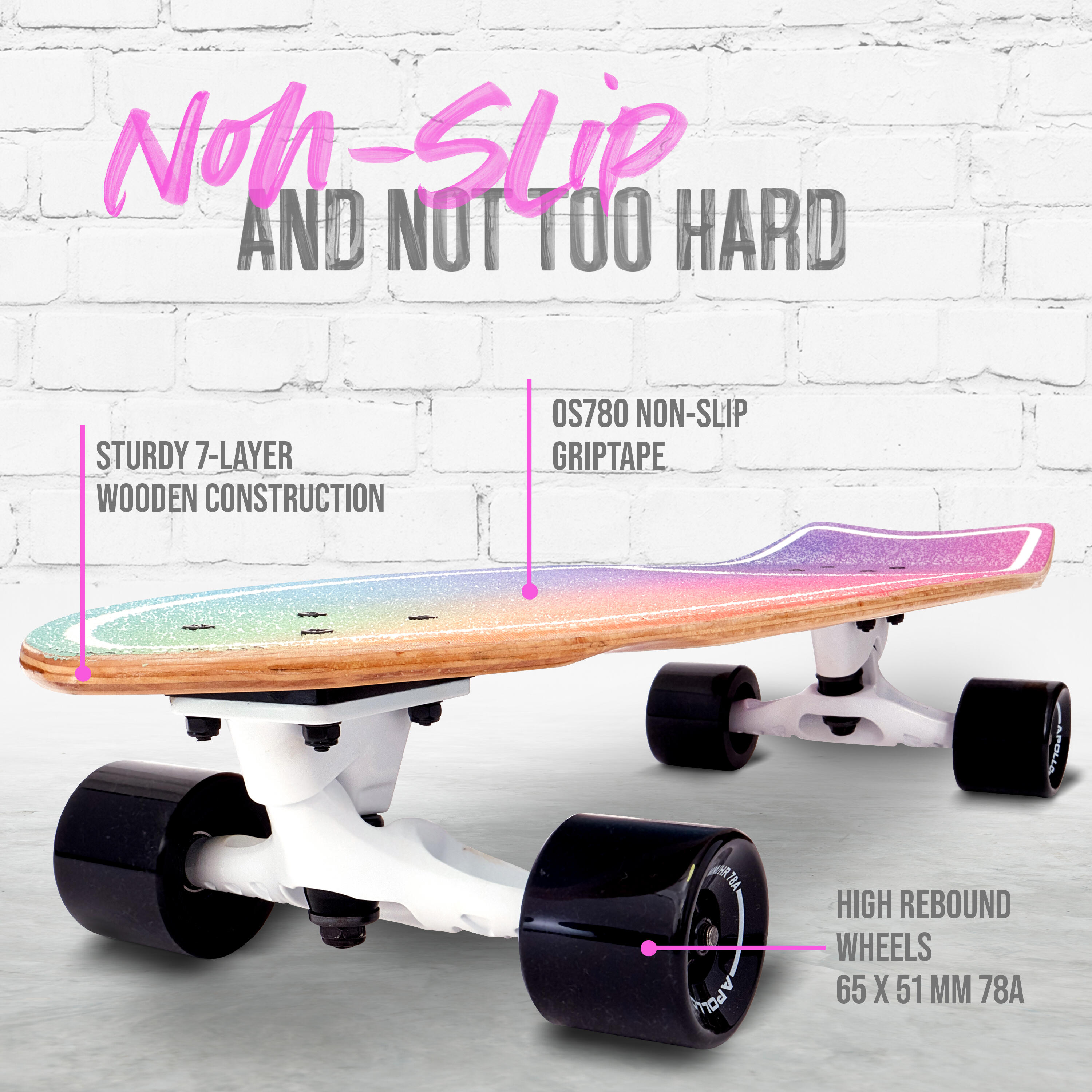 Surf Skate Enfant 6+, Adulte | Mini Longboard | Cruiser Entraînement Surf 3/7