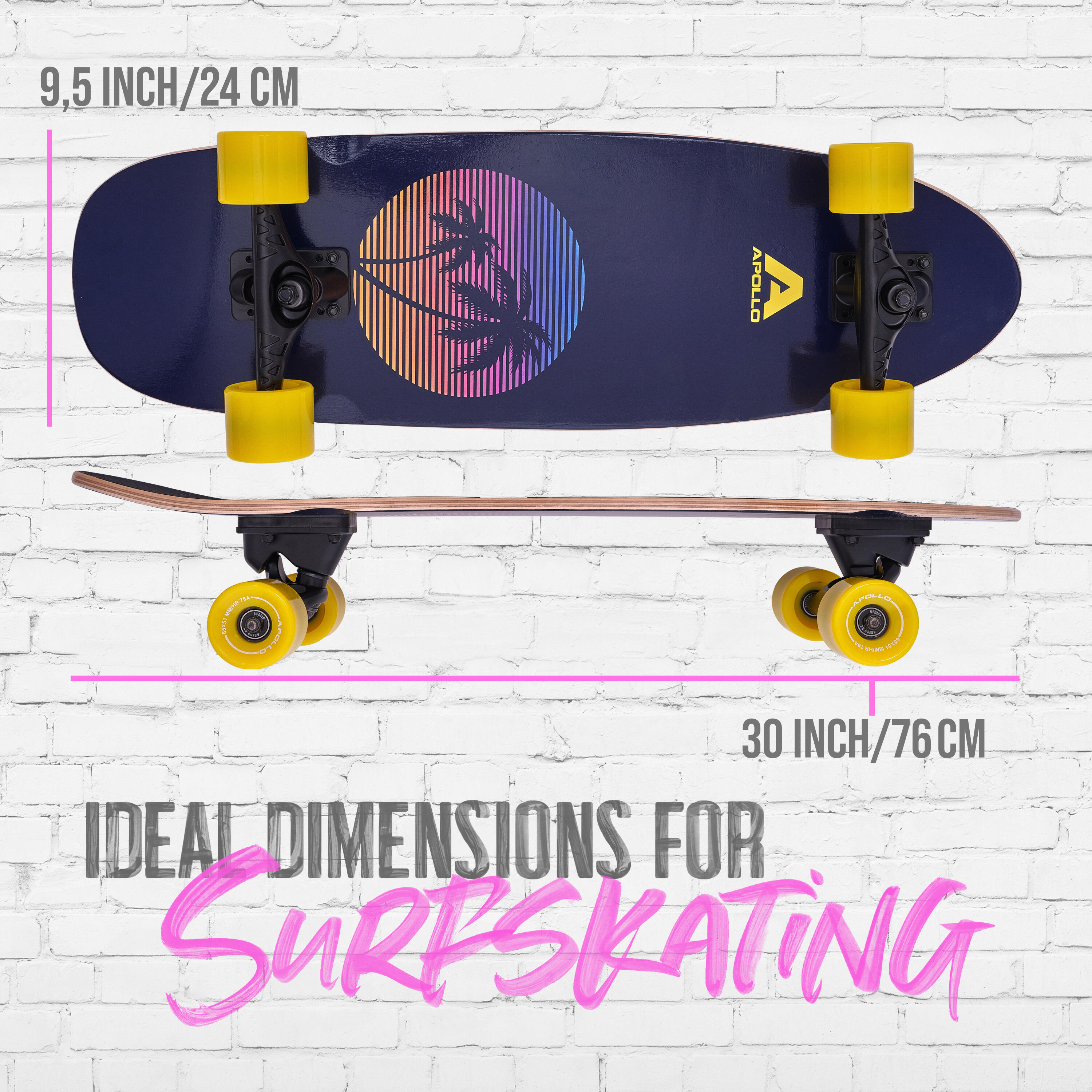 Surf Skate Enfant 6+, Adulte | Mini Longboard | Cruiser Entraînement Surf 2/7