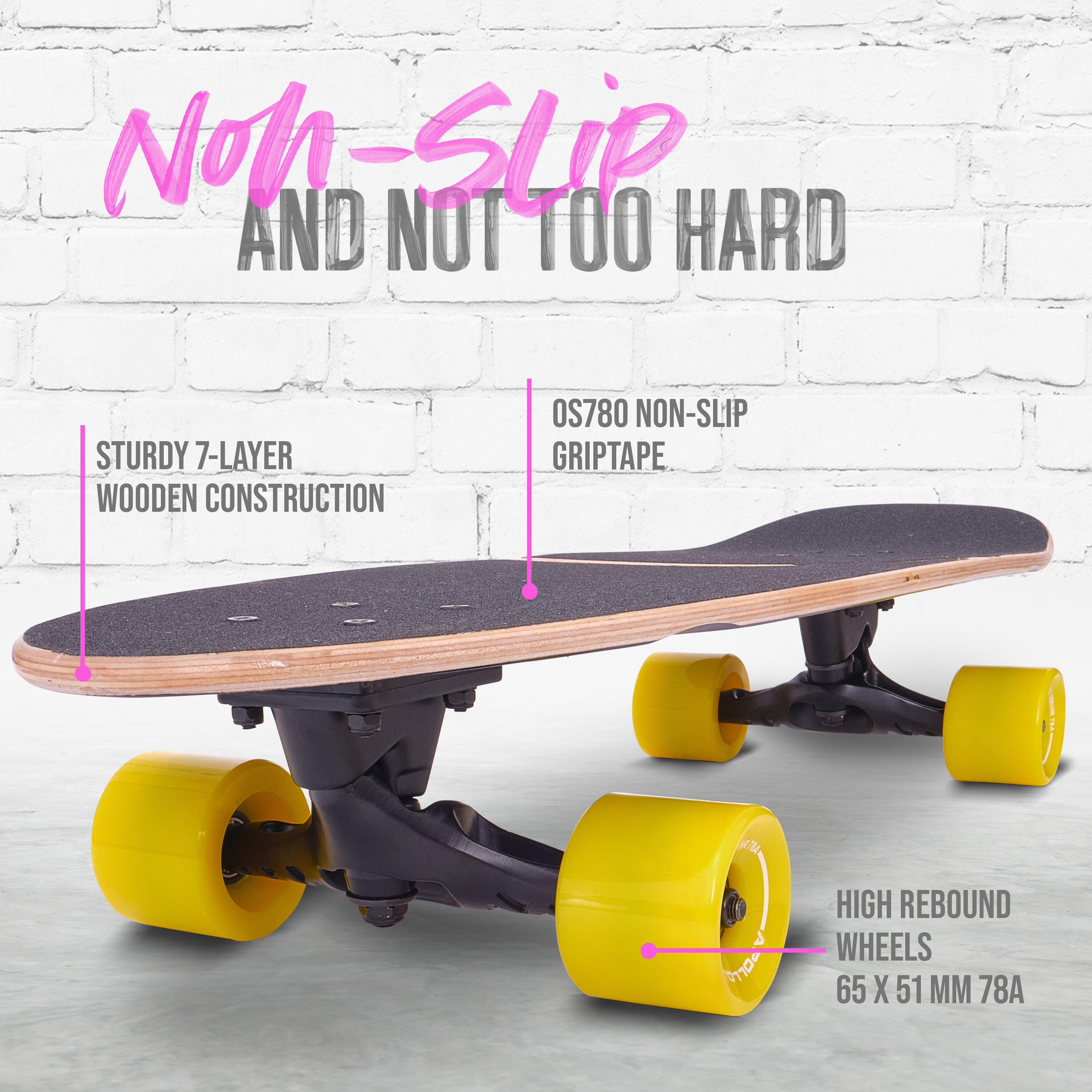 Surf Skate Enfant 6+, Adulte | Mini Longboard | Cruiser Entraînement Surf 3/7