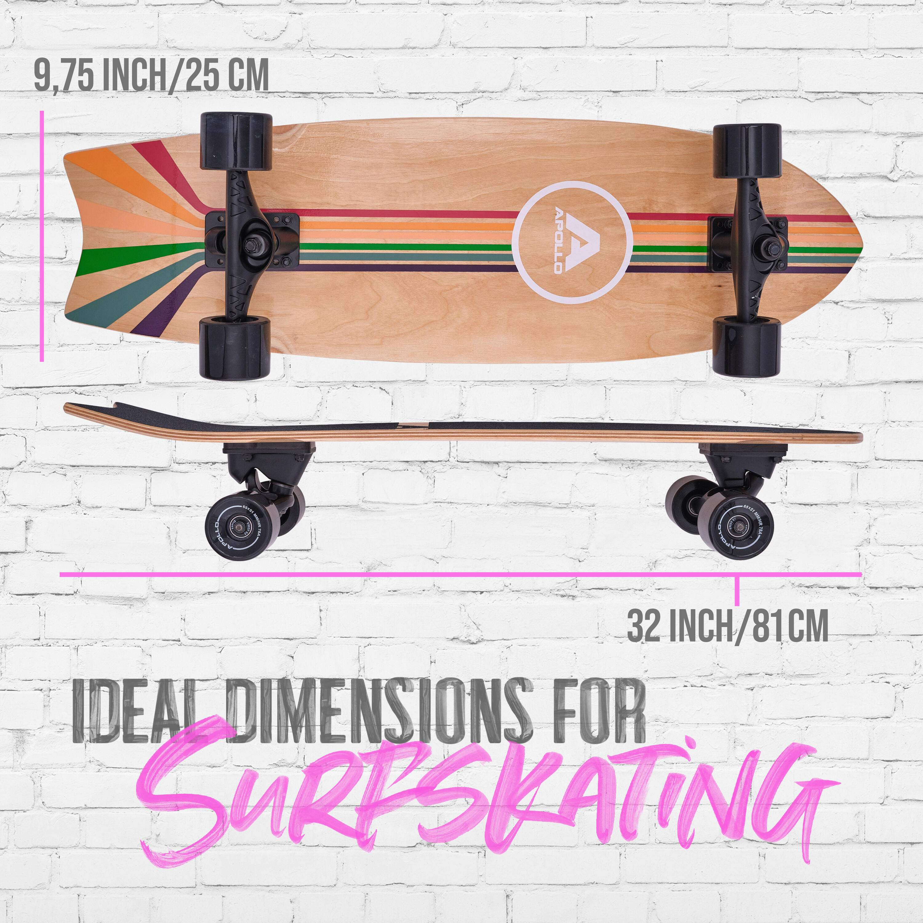 Surf Skate Enfant 6+, Adulte | Mini Longboard | Cruiser Entraînement Surf 2/7