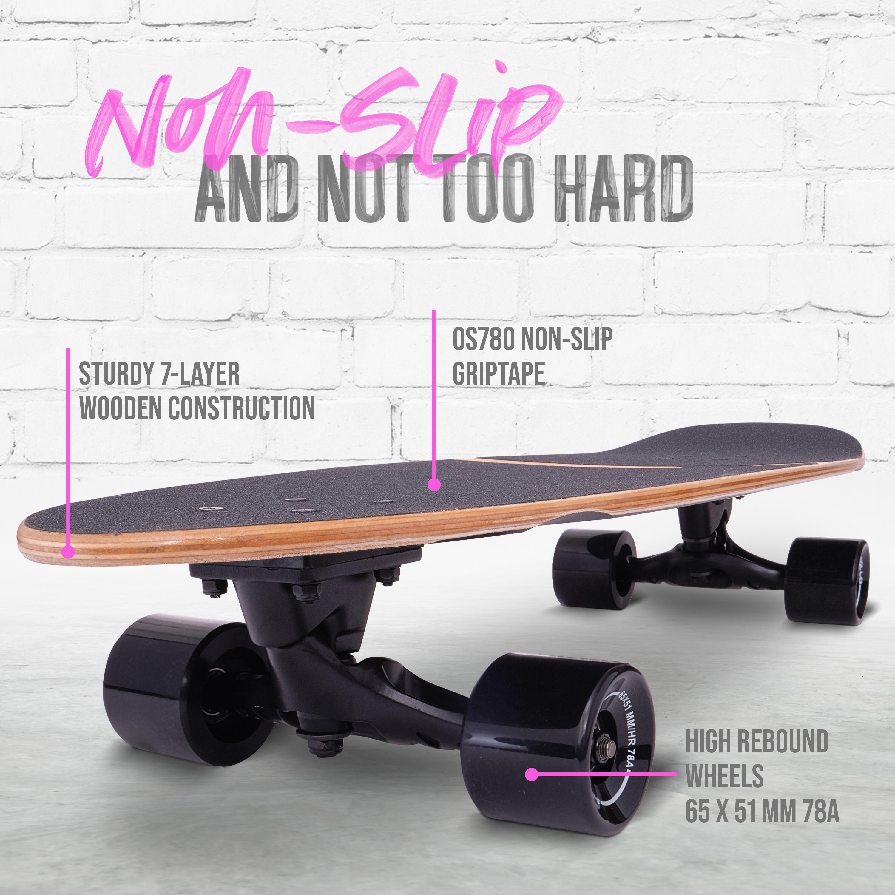 Surf Skate Bambino 6+, Adulto| Mini Longboard | Cruiser Allenamento Surf 3/7