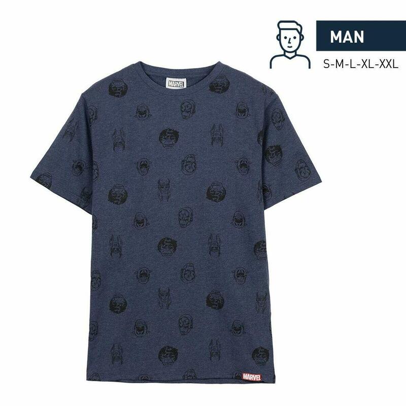 Camiseta de Manga Corta Hombre Marvel Azul oscuro