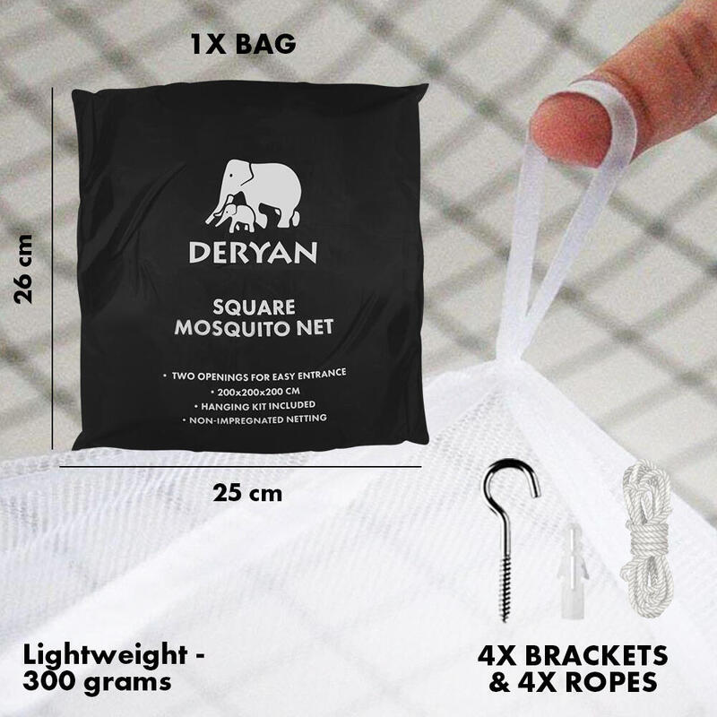Deryan Mosquito Net - Zanzariera doppia - Zanzariera con borsa da viaggio