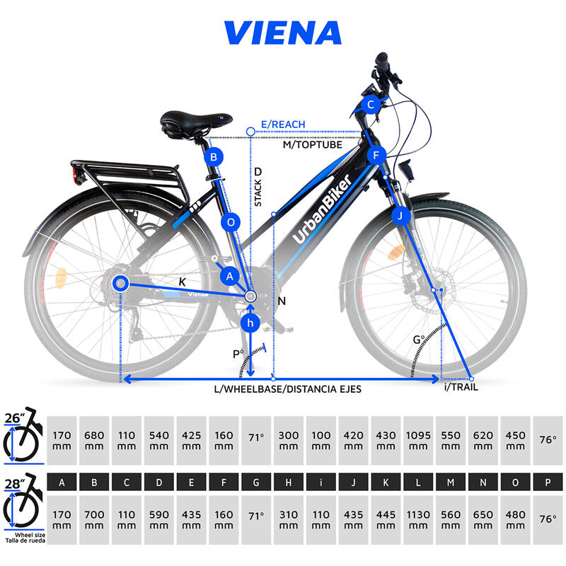 Urbanbiker Viena | Trekking E-Bike | 140KM Reichweite | Blau | 28"