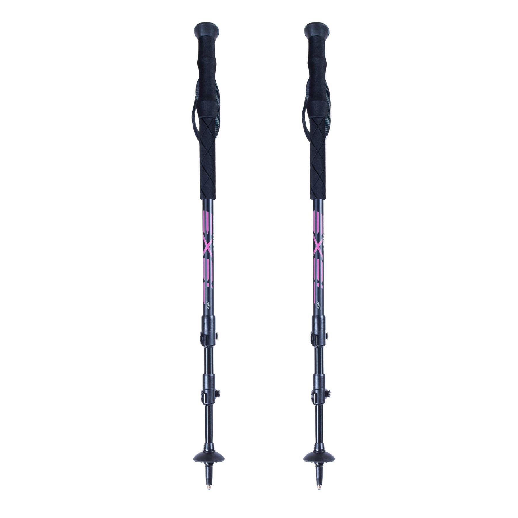 Kijki trekkingowe HIKE aluminiowe czarne/różowe