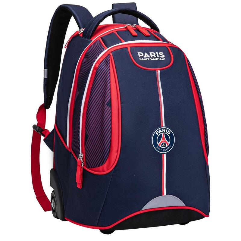 Sac à Dos PSG à Roulettes - Collection Officielle Paris Saint-Germain - Polyester - 32x47x26 Cm