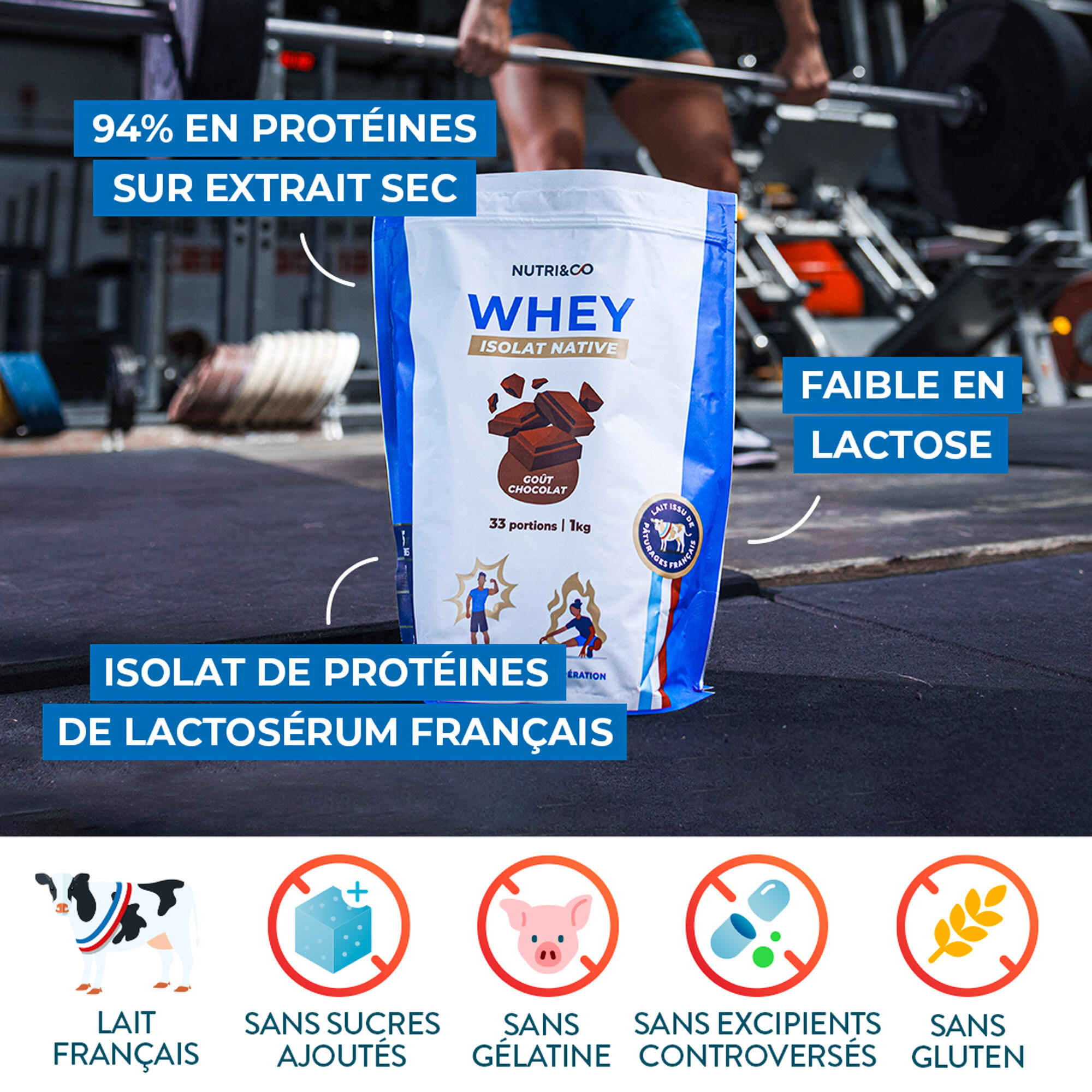 Whey Isolate Native - Prise de Masse & Musculation - Goût Chocolat - 900gr 5/5