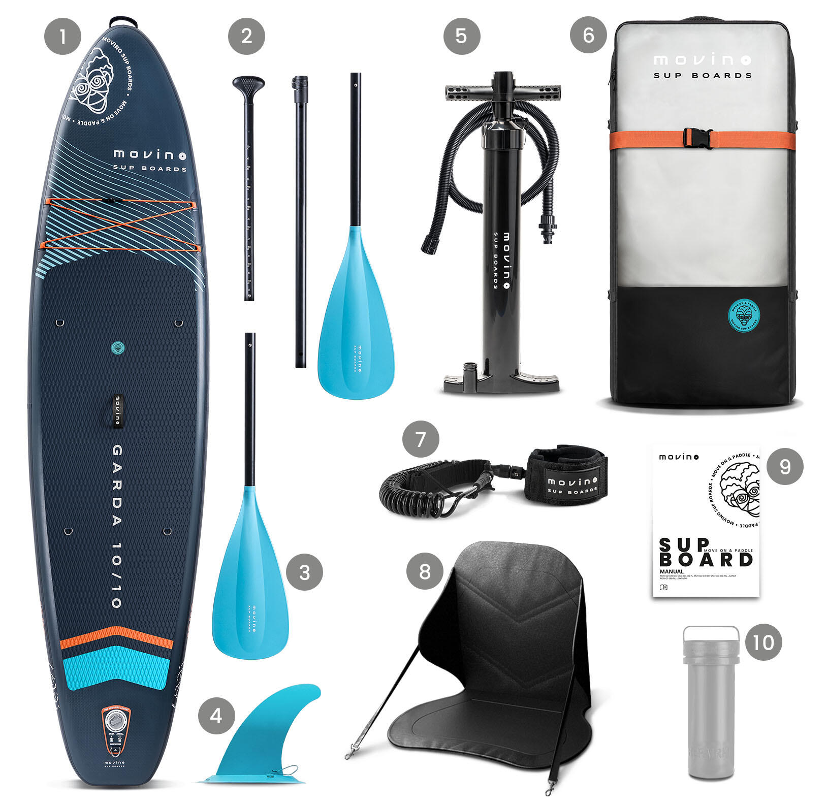 Tabla SUP hinchable Garda NO 10'10” (330 cm) bordes soldados remo 2 en 1 7/8