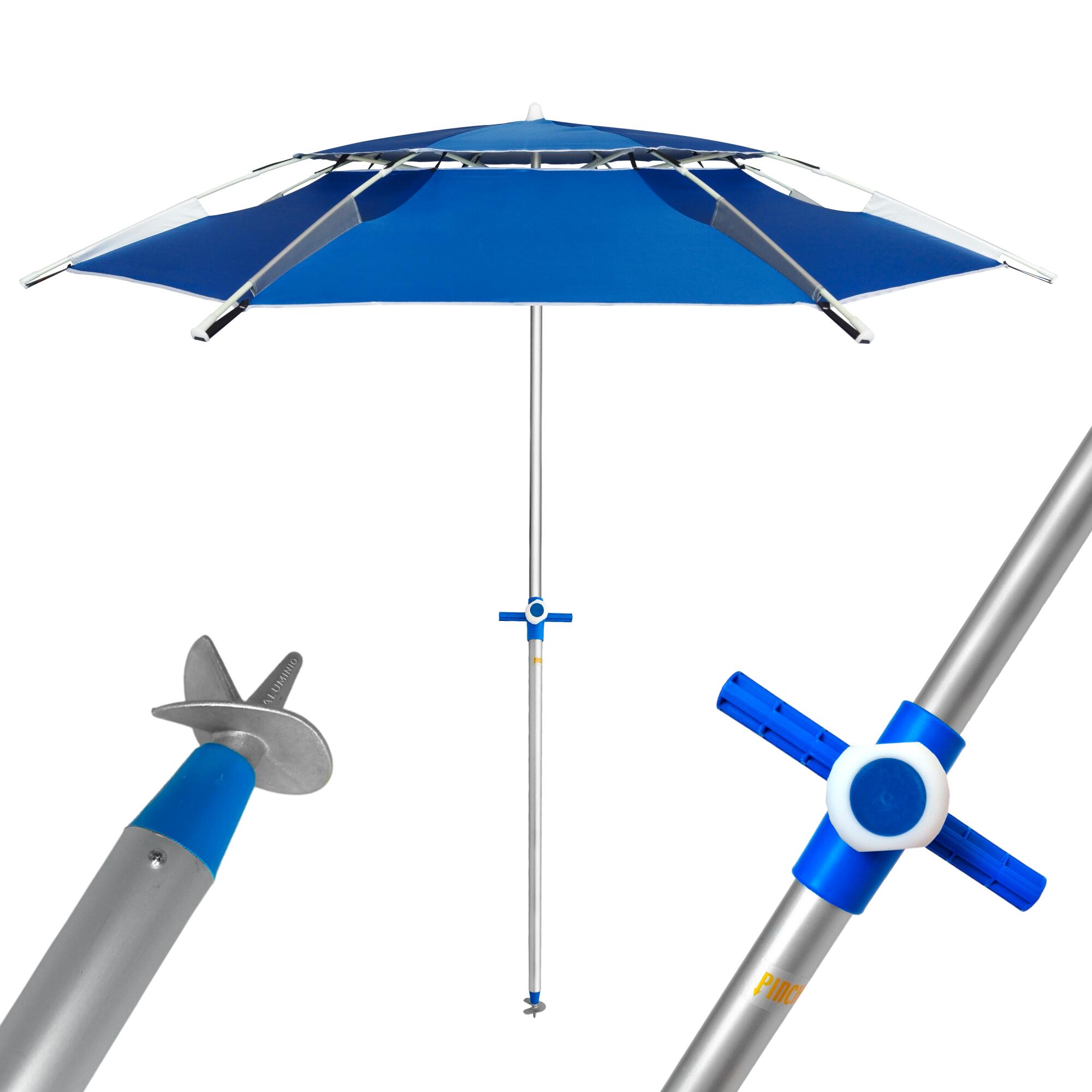 Sombrilla de Playa Pincho Cadiz Antiviento Azul 200cm 2/7