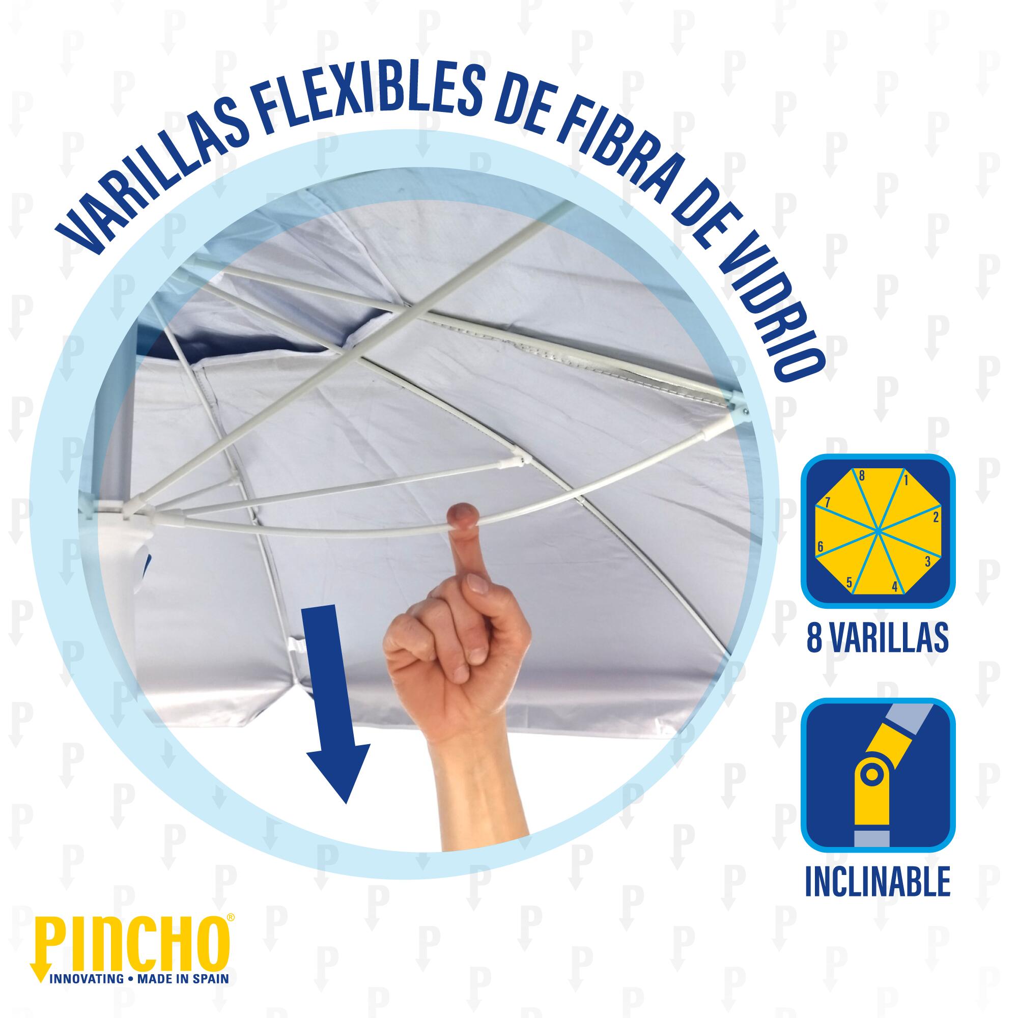 Sombrilla de Playa Pincho Cadiz Antiviento Azul 200cm 5/7