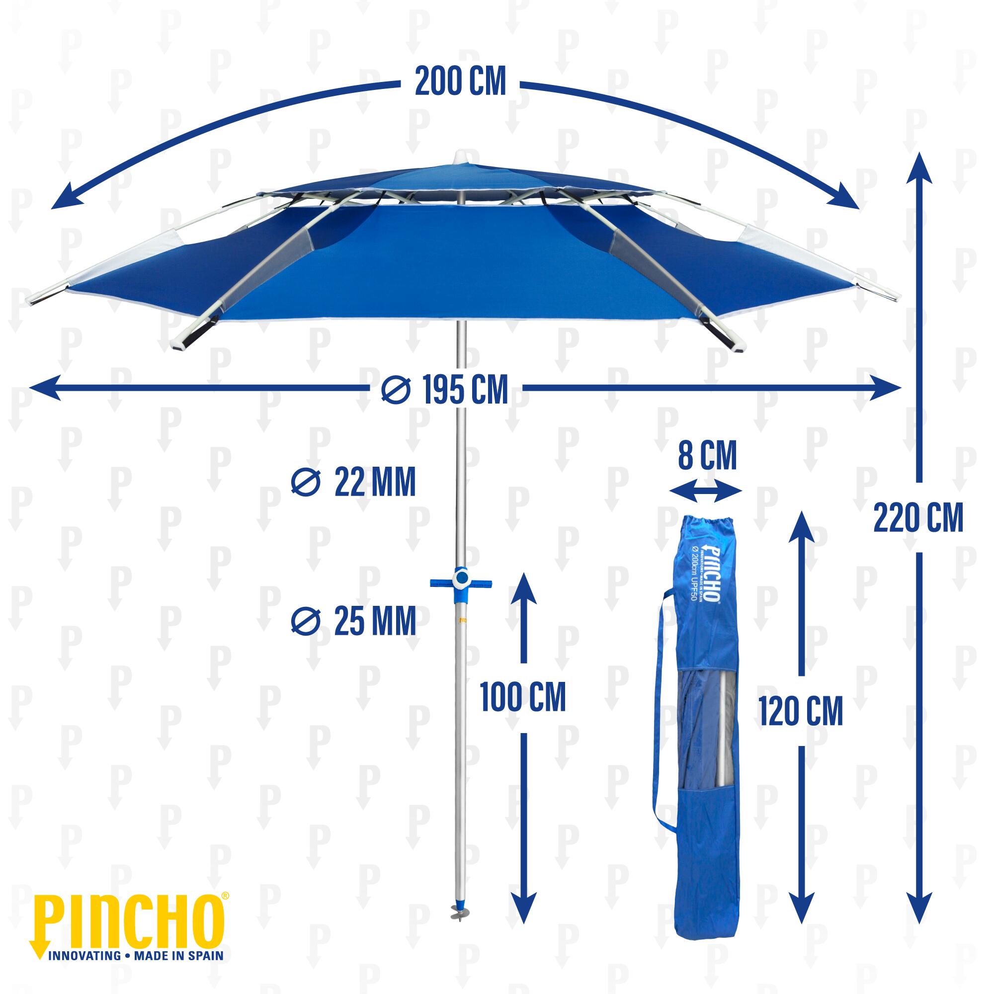 Sombrilla de Playa Pincho Cadiz Antiviento Azul 200cm 6/7