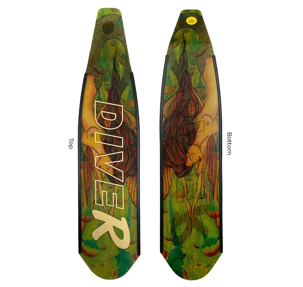 DiveR Composite Green Mermaid Fin Blades / MEDIUM