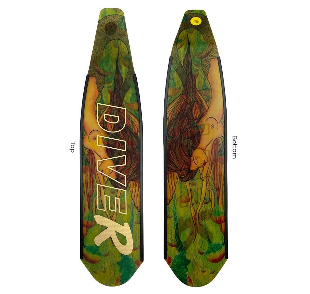 DiveR Innegra Carbon Green Mermaid Soft Fin Blades / SOFT