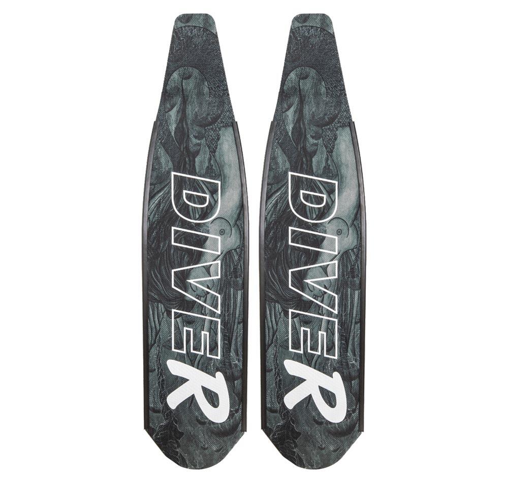 DiveR V2 Innegra Carbon B&W Mermaid Fin Blades / SOFT