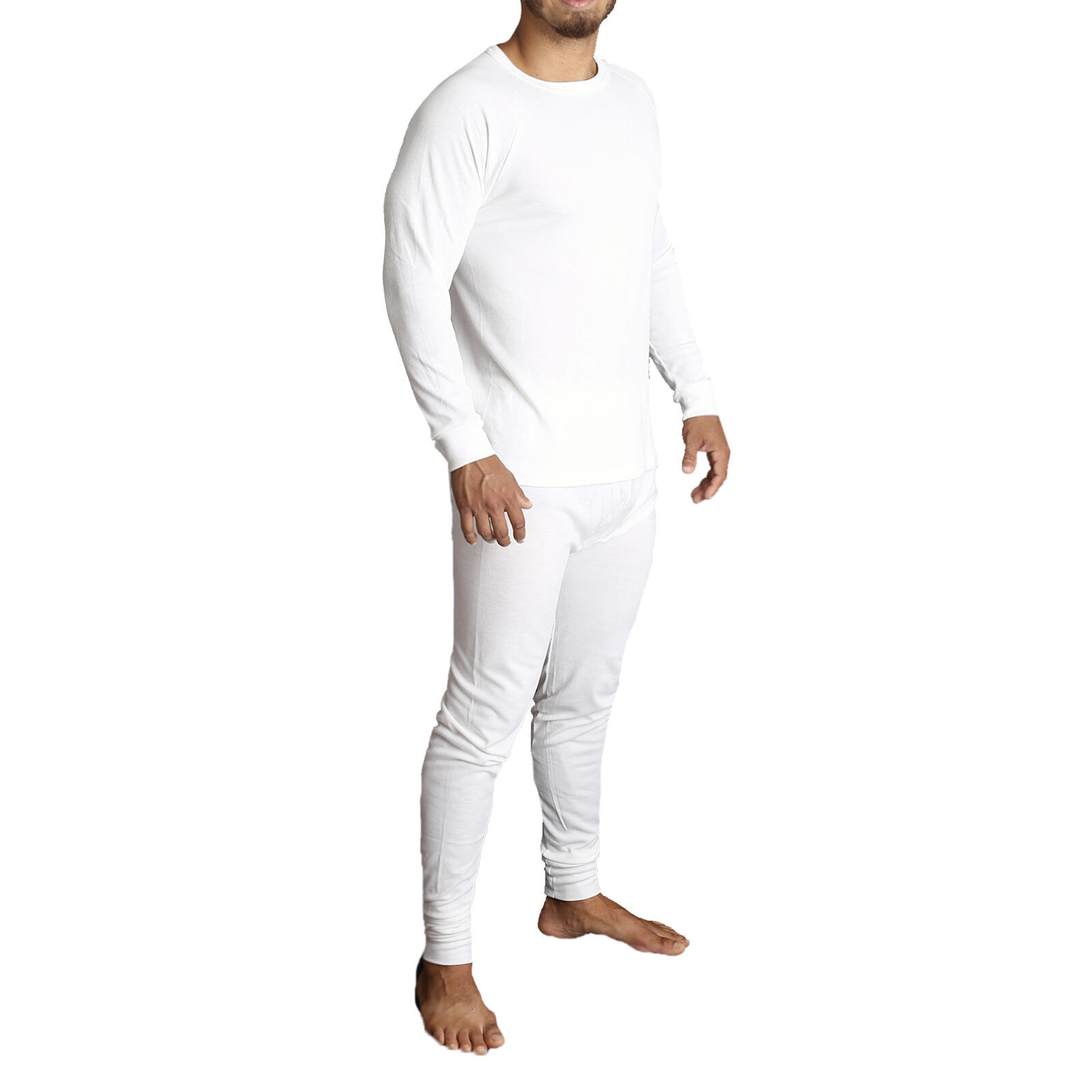 Mens Merino Wool Thermal Top & Long Johns Set - Beige (2pcs)