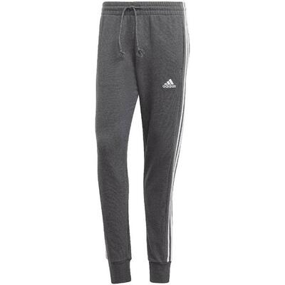 Pantaloni Uomo Adidas Essentials French Terry Tapered Cuff 3-Stripes grigio