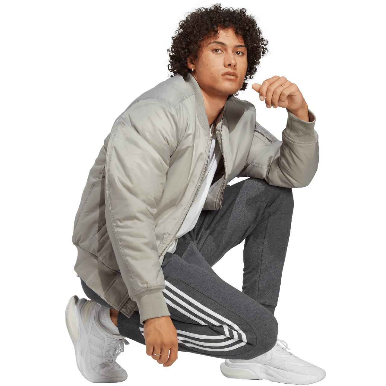 Pantalon Homem Adidas Essentials French Terry Tapered Cuff 3-Stripes Cinzento 4/6