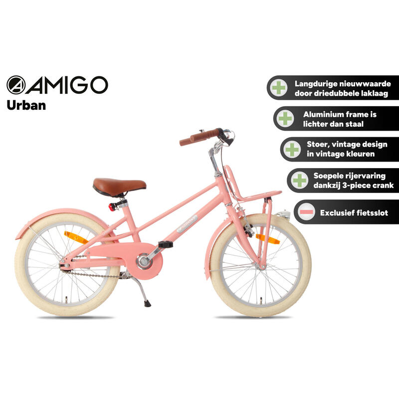 AMIGO Vélo fille Urban 24 Pouces 35 cm Fille Frein à rétropédalage Saumon