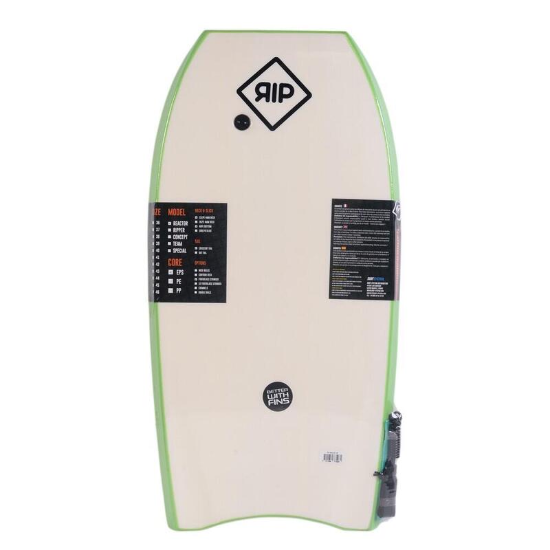 Bodyboard RIP - Reactor Stringer con leash (EPS) - Verde / Blanco