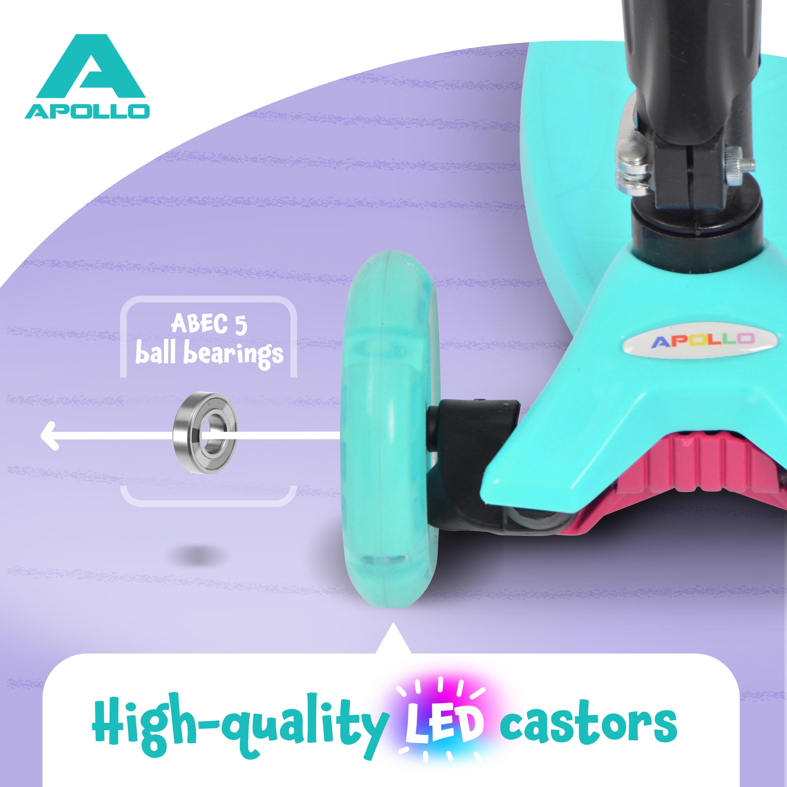 KIDSPRO 4 foldable LED 3-wheel children's scooter, green 2/7