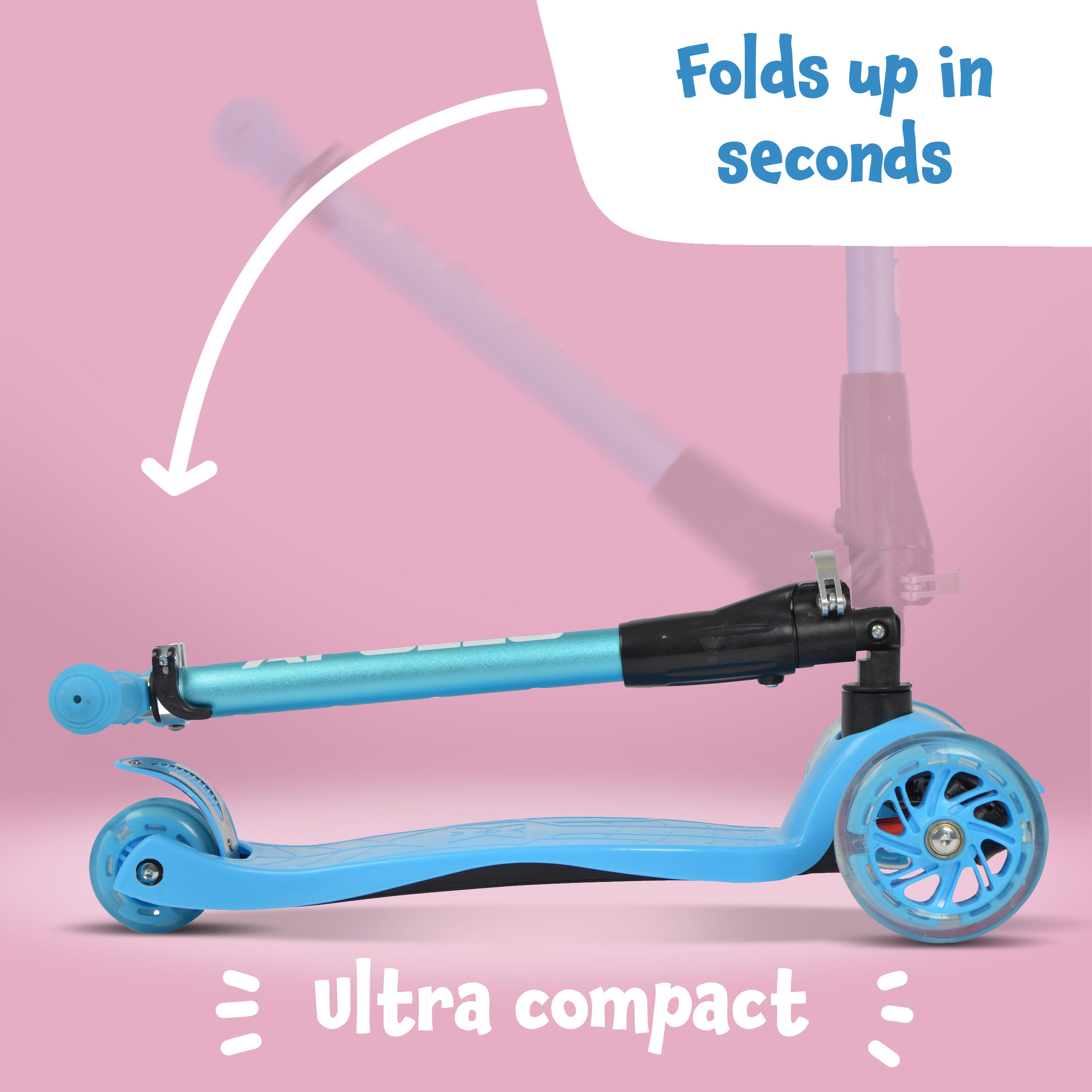 Trottinette Enfant 3 Roues Pliable - Roues LED, Guidon Réglable, Plateforme Large, 3 Ans Et Plus