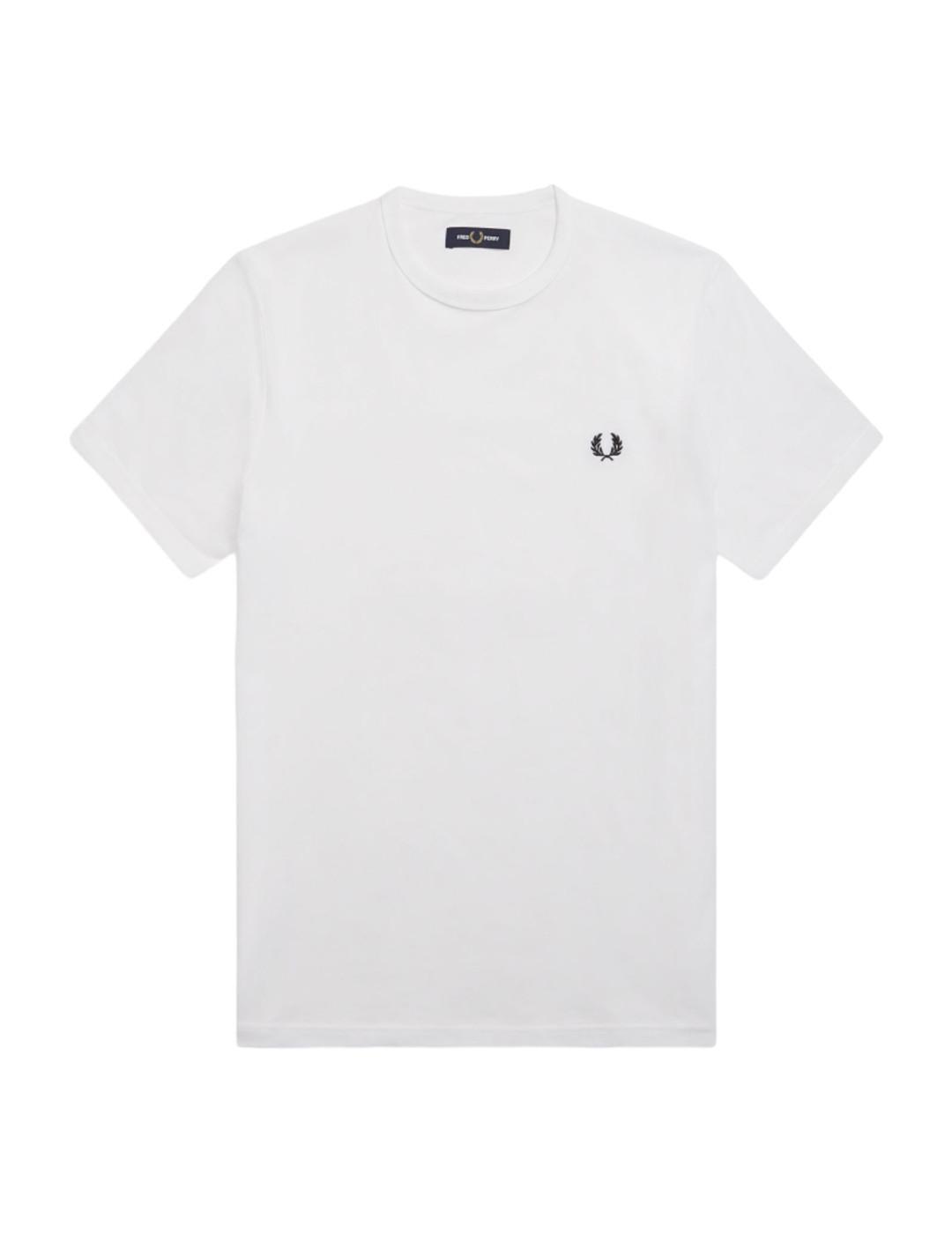 FRED PERRY T-Shirt Fred Perry Ringer de manga curta para homem Branco