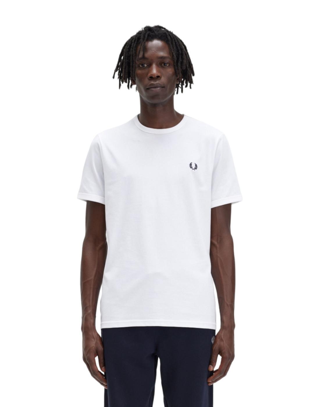 T-shirt Fred Perry Wit met Ronde Hals 2/5