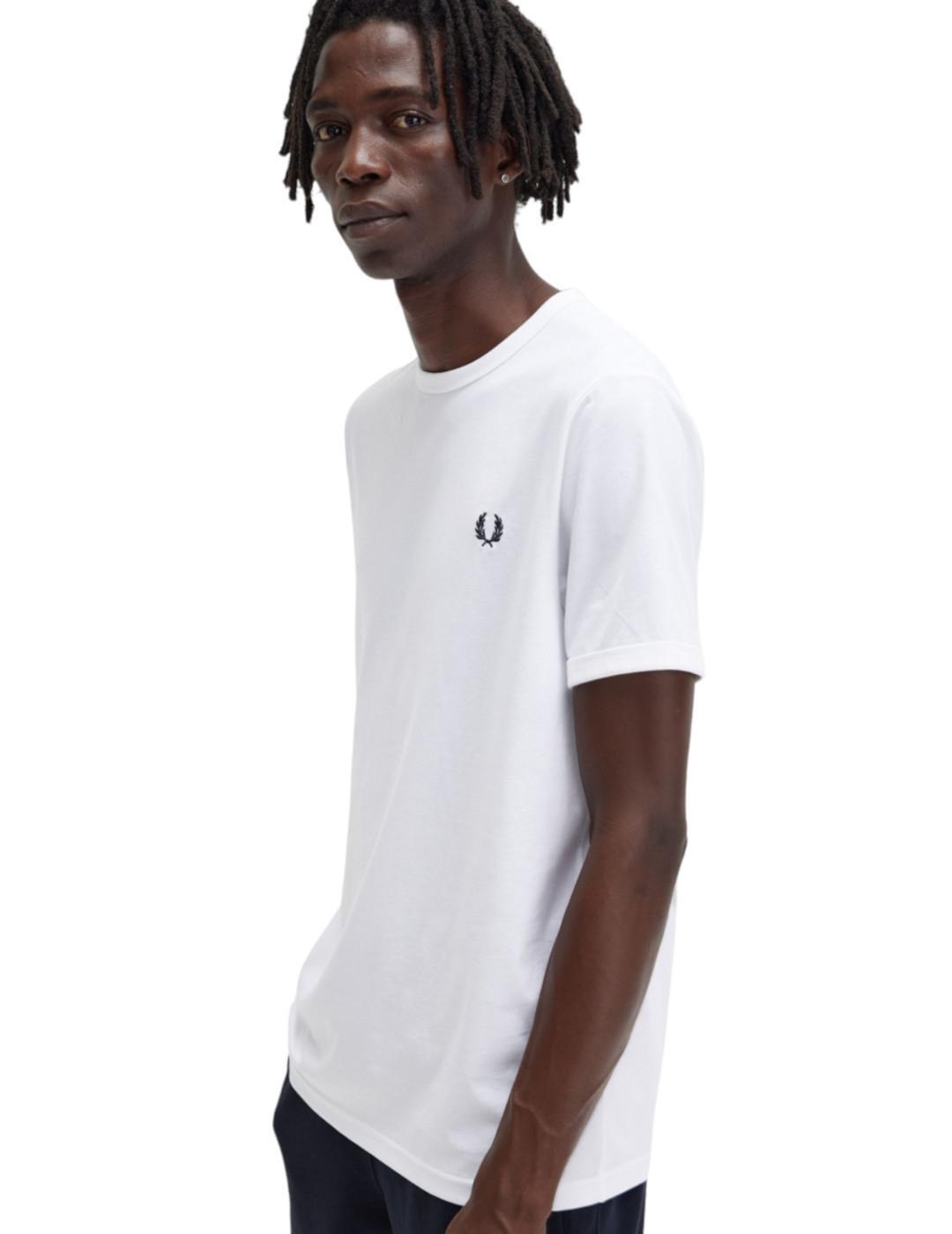 T-shirt Fred Perry Wit met Ronde Hals 4/5