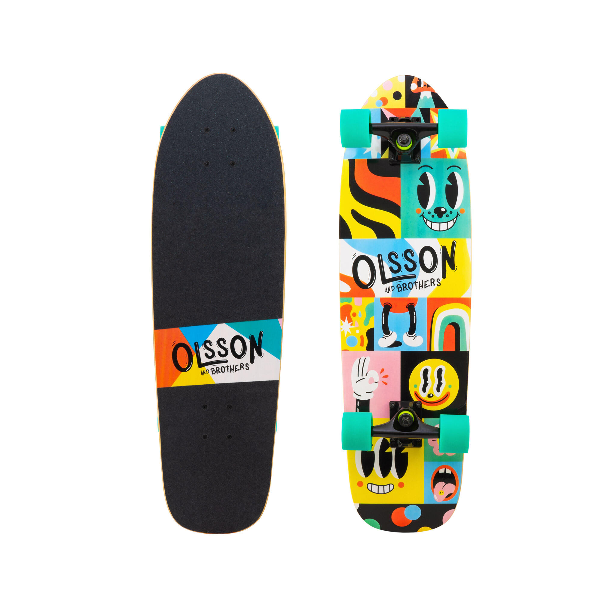 Olsson And Brothers - Skateboard Cruiser Olsson Focus Multicolore 30"x9,98" - Skateboard Complet - Noir - Decathlon