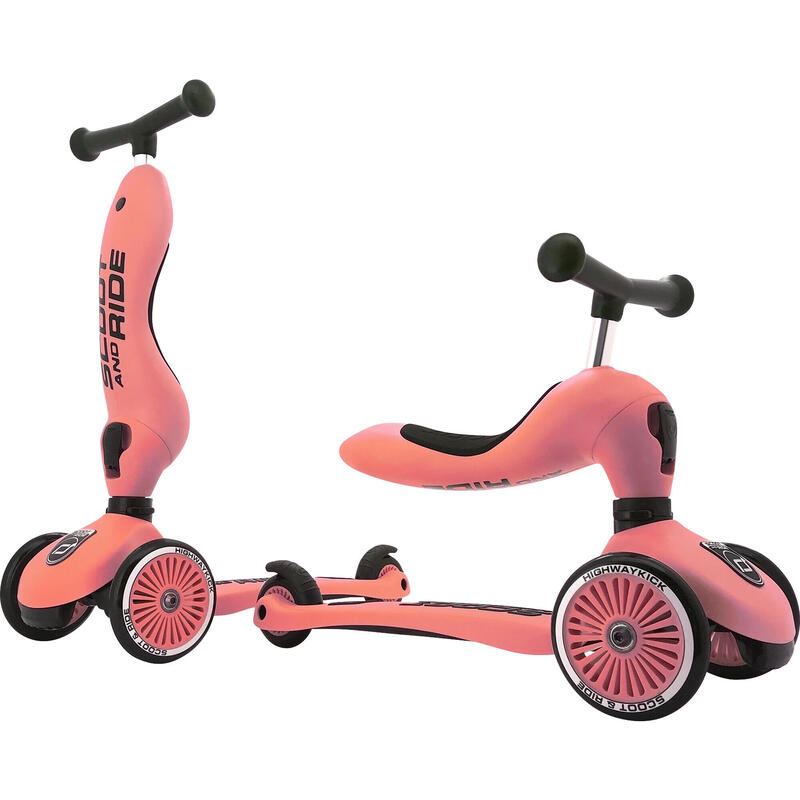 Loopfiets en step in één Highwaykick 1 - Peach