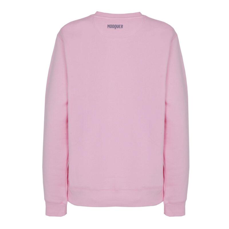 Sweat-shirt Rose Bio Sans Capuche Brodé Coton Biologique Unisexe Mooquer Rose