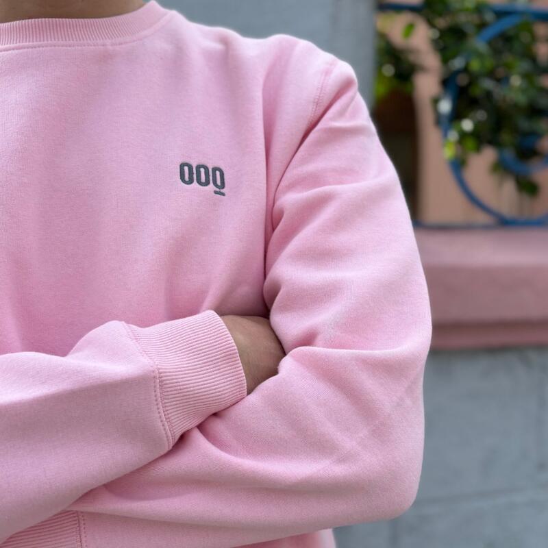 Sudadera Pink Organic Sin Capucha Bordada Algodón Orgánico Unisex Mooquer Rosa