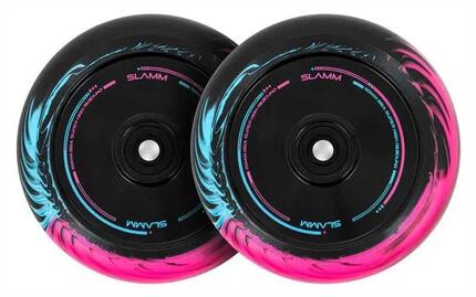 Slamm Swirl Hollow Core 110mm Stuntstep Wiel Black White, set van 2 stuks