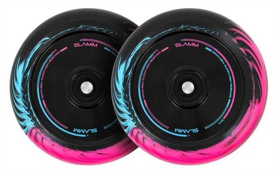 Slamm Swirl Hollow Core 110mm Stuntstep Wheel Pink Blue set van 2 stuks