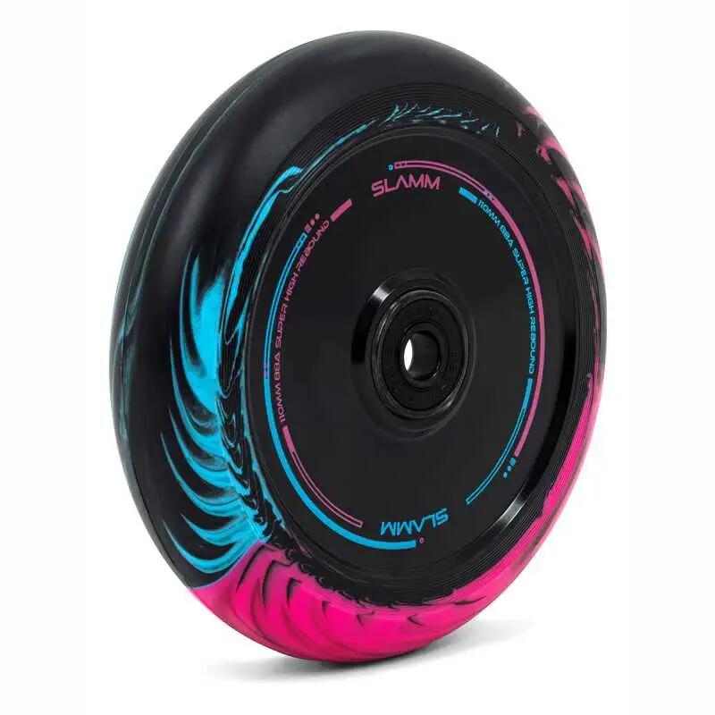 Slamm Swirl Hollow Core 110mm Stuntstep Wheel Pink Blue set van 2 stuks 3/4