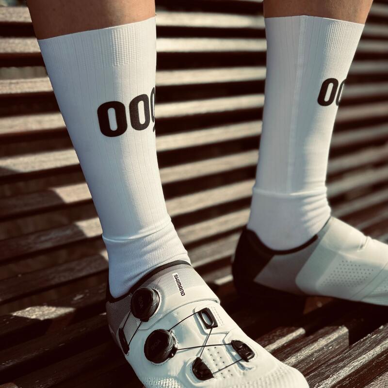 Chaussettes hautes de cyclisme Aero avec grille sublimée Corsa Mooquer Blanc