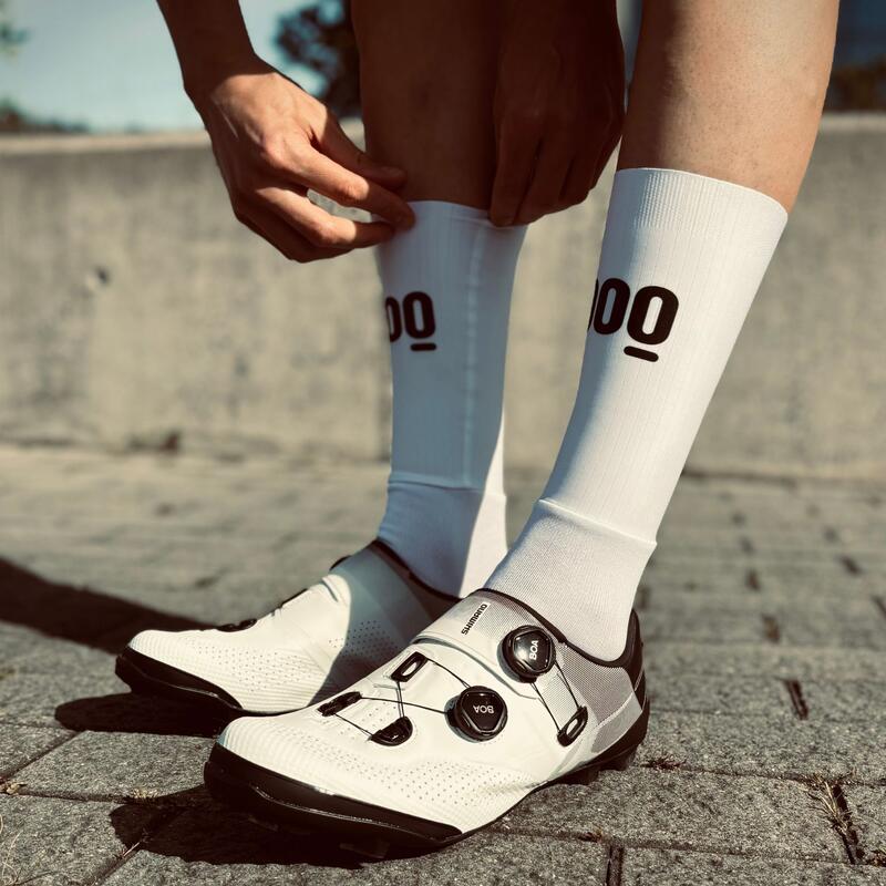 Chaussettes hautes de cyclisme Aero avec grille sublimée Corsa Mooquer Blanc