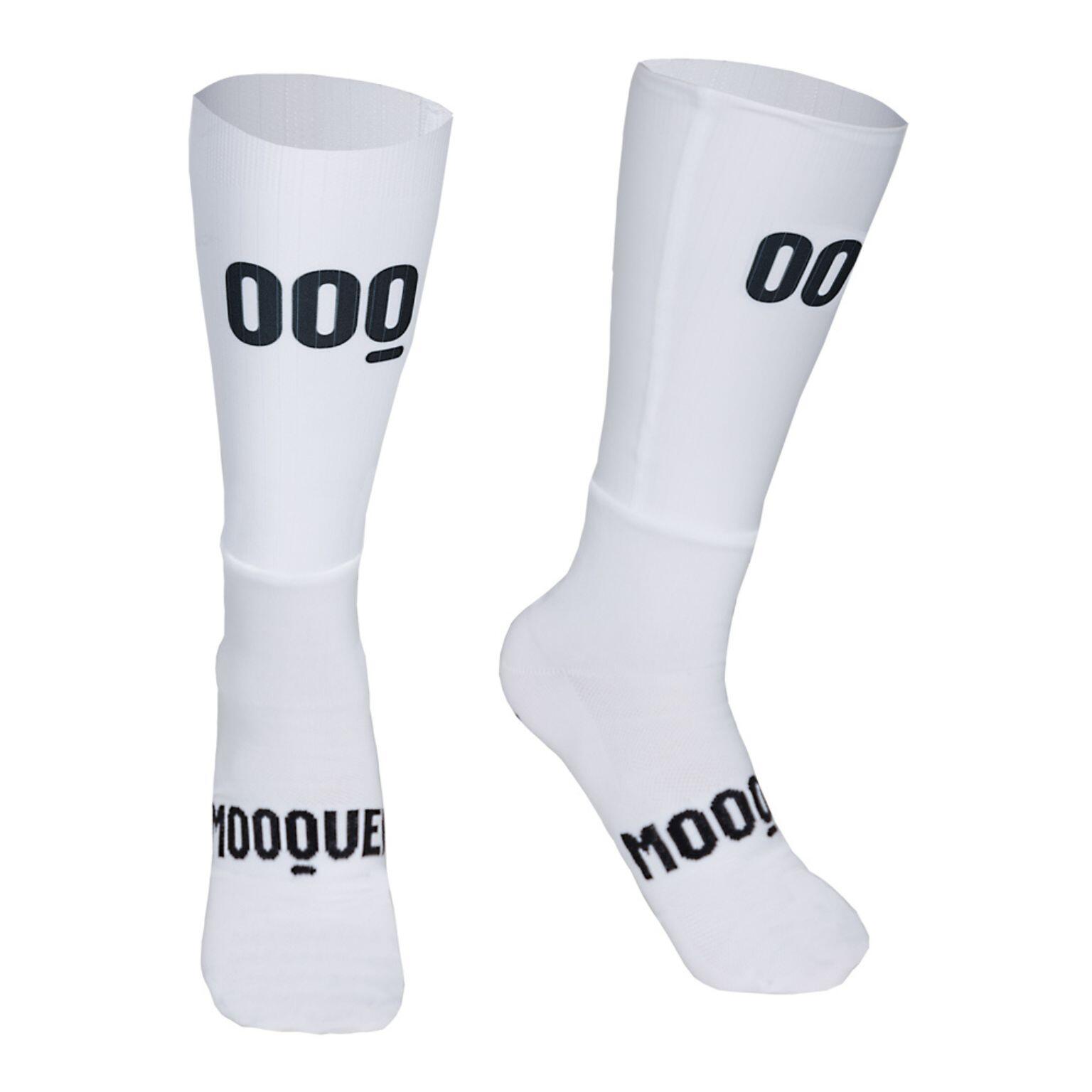 MOOQUER Meias Altas de Ciclismo Aero Com Grade Sublimada Corsa Mooquer Branco