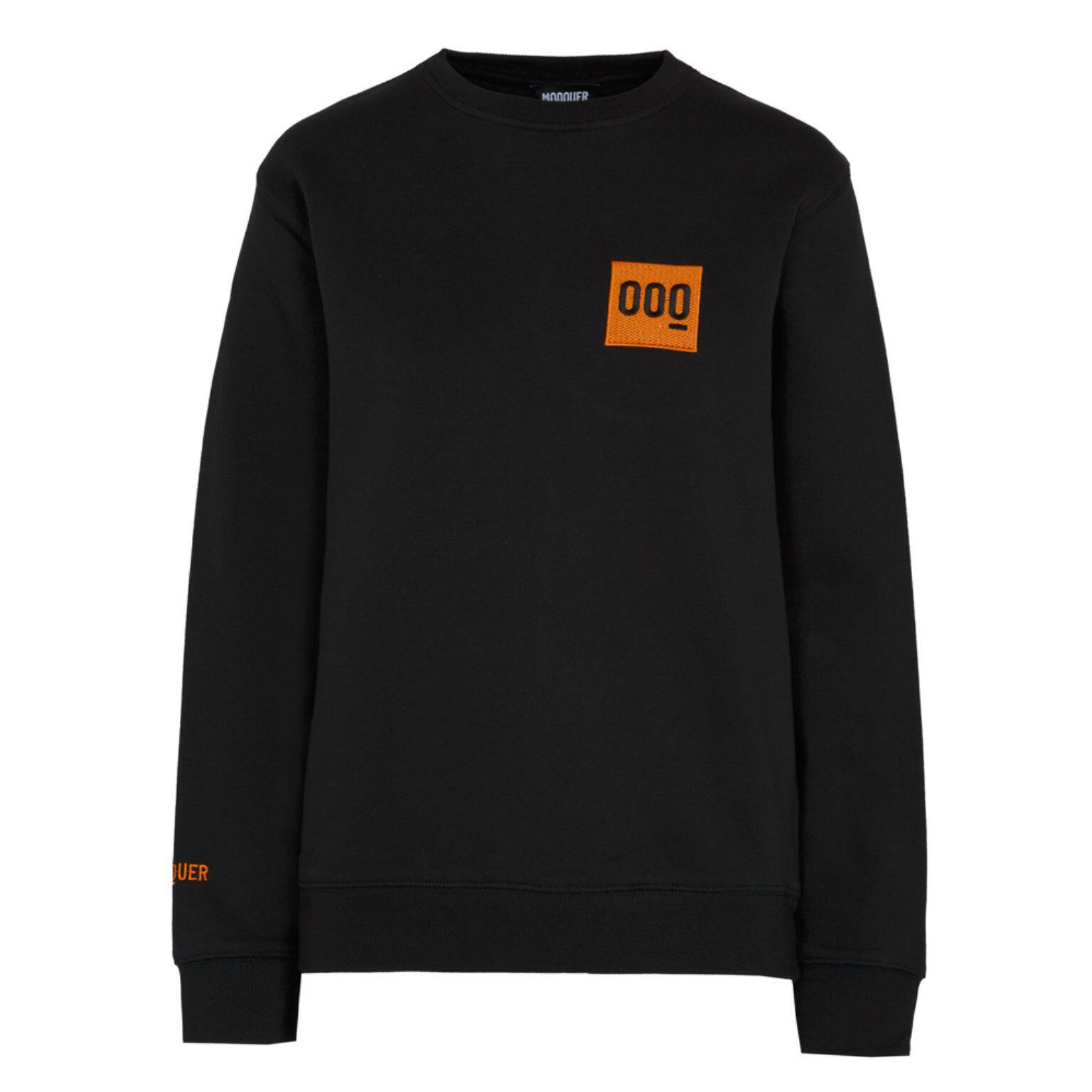 MOOQUER Black Organic Hoodless Sweatshirt Geborduurd Organisch Katoen Mooquer