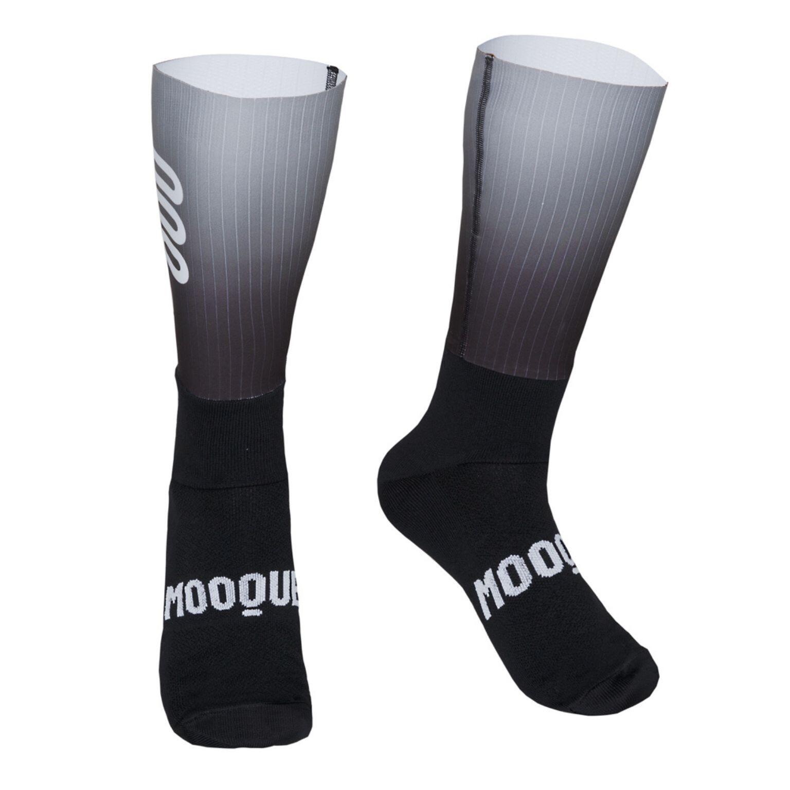 MOOQUER Meias Altas de Ciclismo Aero Com Grade Sublimada Corsa Mooquer Preto