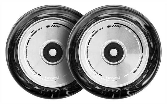 Slamm Swirl Hollow Core 110mm Stuntstep Wiel Black White, set van 2 stuks
