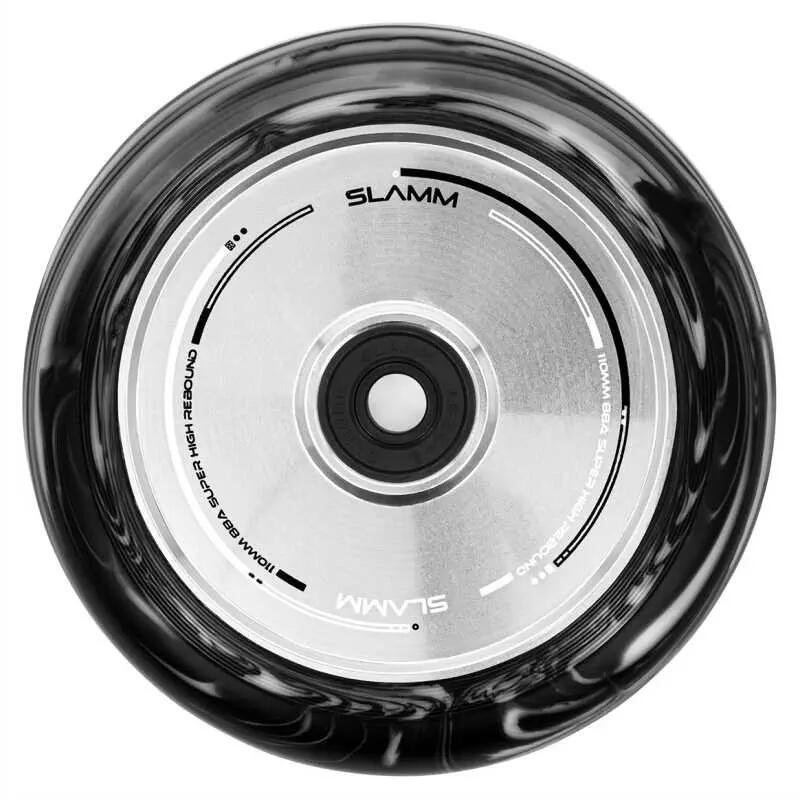 Slamm Swirl Hollow Core 110mm  Stuntstep Wiel Black White, set van 2 stuks 4/4