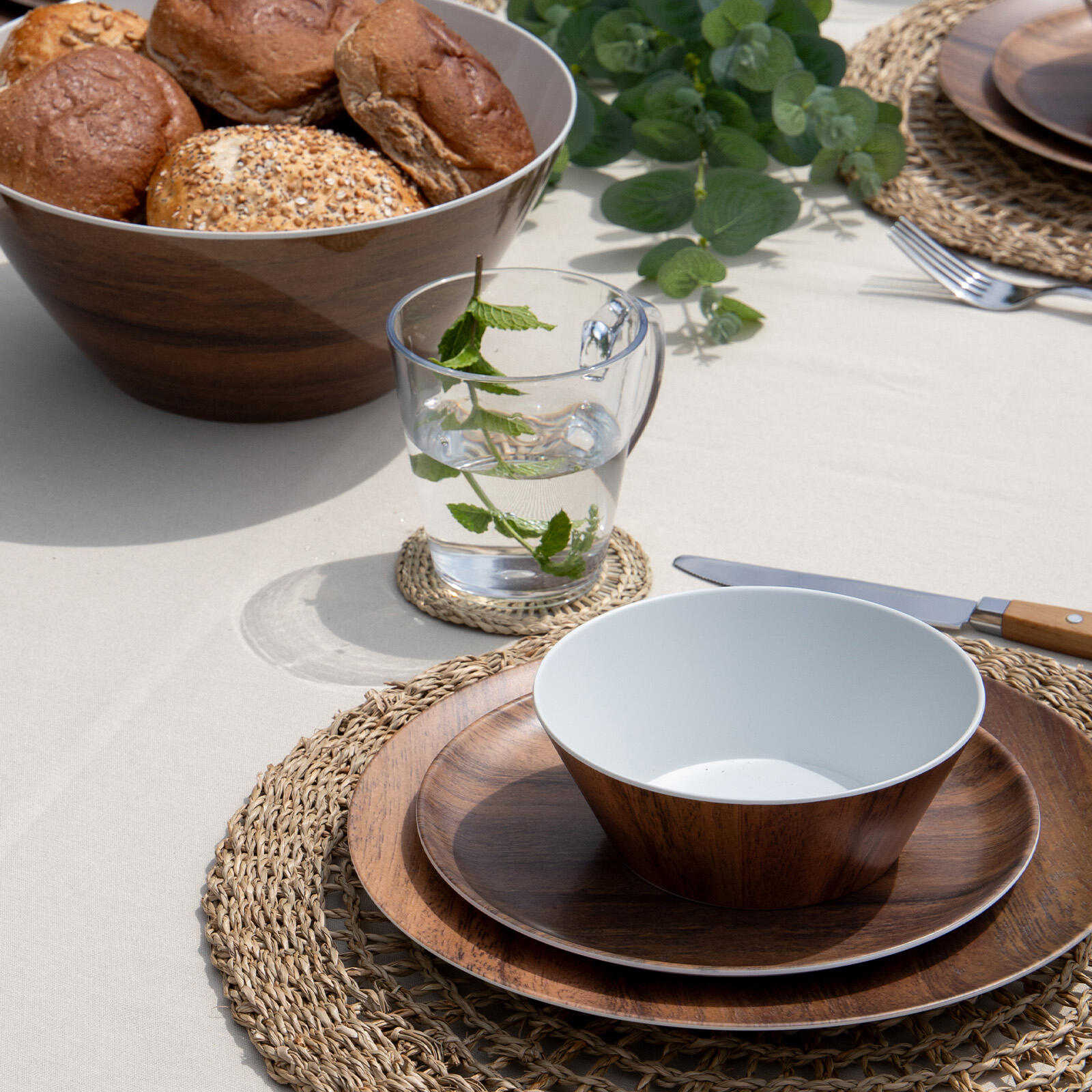 Set di stoviglie in melamina Legno da Campeggio Piatti picnic Aspetto 2/7