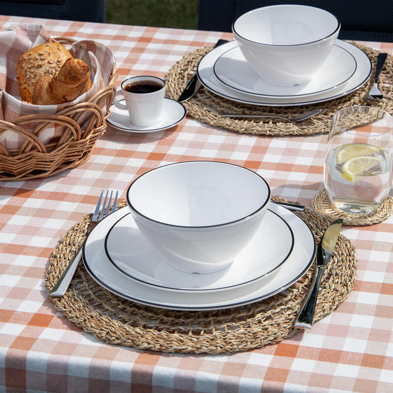 Set de vaisselle en mélamine Linea Line camping Assiettes pique-nique voyage