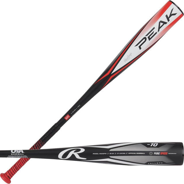 RAWLINGS Mazza da baseball - Peak - RUS4P10 - Alluminio - Giovanile - 10